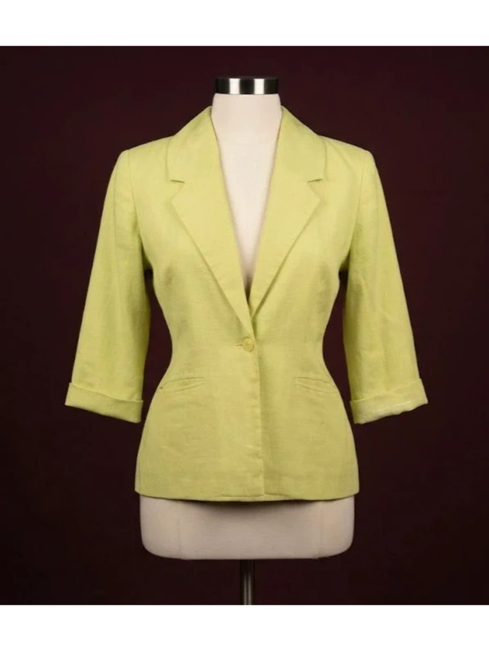 Vintage Bobbie Brooks Petite Lime Green Blazer Size 10